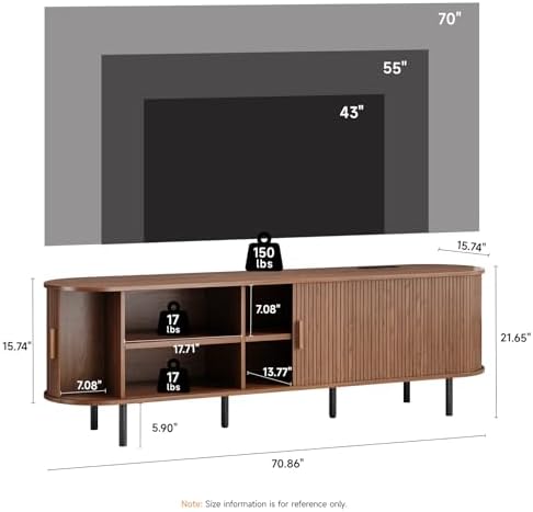 ComfyCorner 70.8" Mid Century Modern TV Stand with Sliding Doors for 65" TV - Image 2
