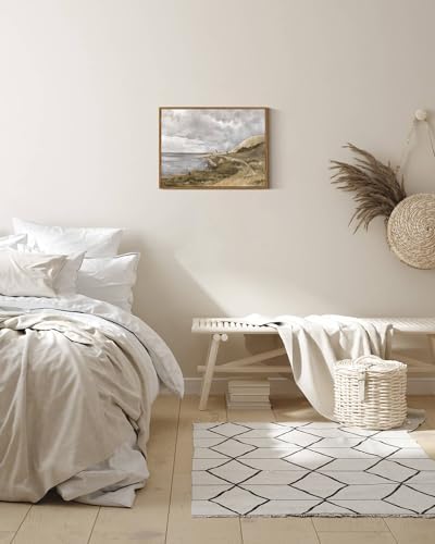 InSimSea Framed Canvas Wall Art Vintage Decor, Coastal Wall Art Danish Coast Nature Scenic Art for Bedroom, Wall Paintings, Farmhouse Office Bathroom Wall Decorations, 12"x16" - Image 3
