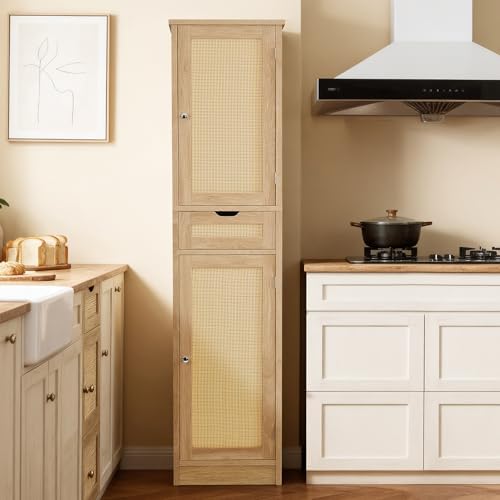 Iwell 66.9" Tall Bathroom Storage Cabinet with 2 Doors & 1 Drawer - Image 6