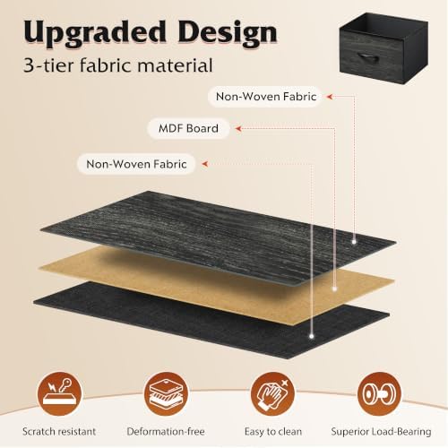 WLIVE Night Stand, Small Dresser with 2 Drawers & Wooden Top, Nightstand with Fabric Bins, Bedside Table End Table for Bedroom, Closet, Entryway, College Dorm, Charcoal Black - Image 6