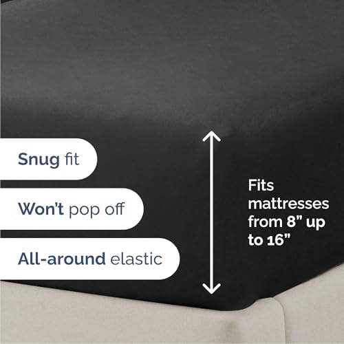 Cal King Size 4 Piece Sheet Set - Comfy Breathable & Cooling Sheets - Black - Image 3