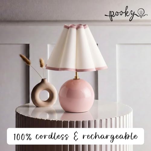 Pooky Lighting Cecily Rechargeable Ceramic Table Lamp 15" - Cordless Lamp - Image 2