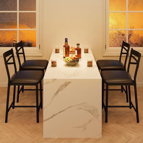 Garvee 26'' Bar Stools Set of 4, Counter Stools with Back & Thick Cushion - Image 5