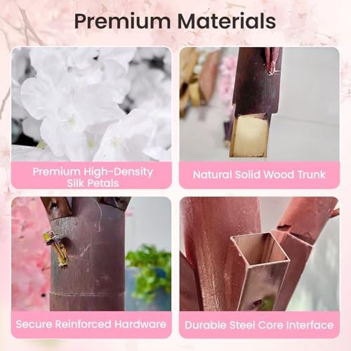 6.7FT Artificial White Cherry Blossom Tree, Faux White Cherry Blossom Tree with Dense Flowers and Sturdy Base, Indoor Fake Sakura Plant for Home Decor Living Room Office Wedding Party Event - Image 4