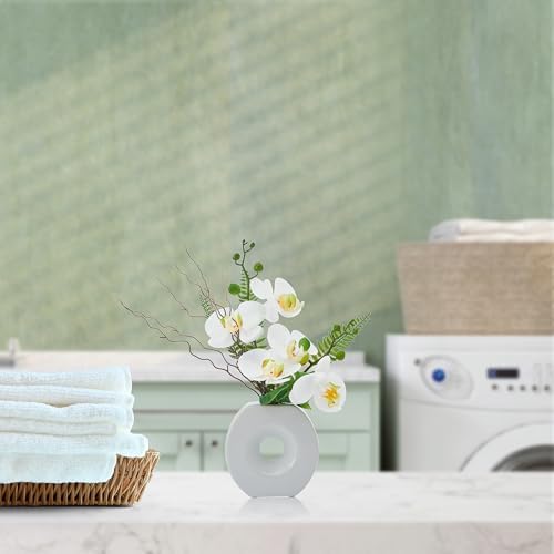 Elements Artificial White Orchid Arrangement in White Ceramic Vase - Image 7