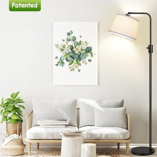 Nintiue 【Upgraded】 Dimmable Floor Lamp, 1000 Lumens LED Bulb Included, Arc Floor Lamps for Living Room Modern Standing Lamp with Linen Shade, Tall Lamp for Bedroom Office Reading Dining Room- Black - Image 7