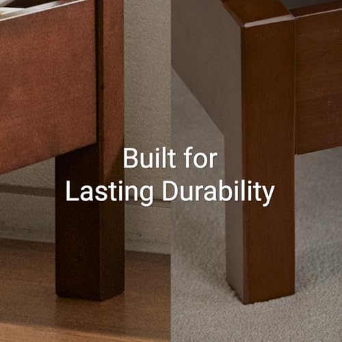 LIFEMENT Queen Bed Frame Signature Wood Platform, Noise Free, Under Bed Storage, No Box Spring Needed, Easy Assembly, Cherry - Image 4