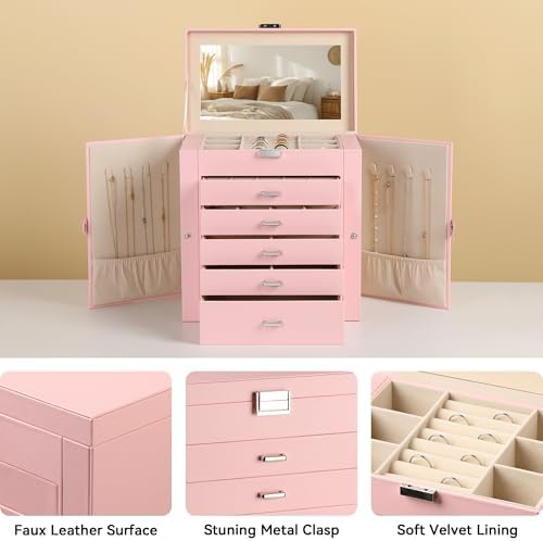 Frebeauty 6-Layer Jewelry Box for Women,Large Jewelry Organizer with Drawer - Image 4