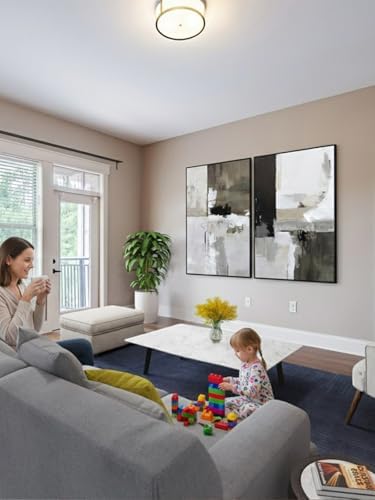 SAFERRYHOME Neutral Abstract Grey and Black Wall Art Set of 2, 24"x36"x2 - Image 6