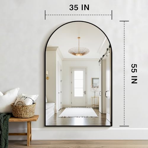 FICTOR 35" x 55" Arched Bathroom Vanity Mirror for Over Sink, Black - Image 2