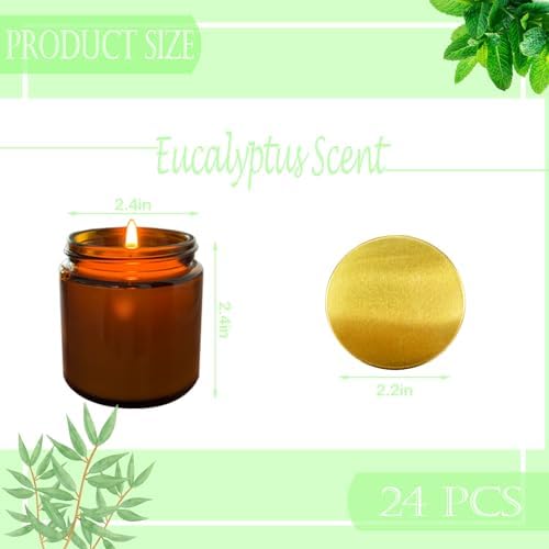 24 Pcs 4 Oz Mini Soy Candles,Eucalyptus Mint Scented Candles Set,Bulk Aromatherapy Candle,Suitable as Gifts or Souvenirs for Occasions Such as Birthdays and Weddings. - Image 2