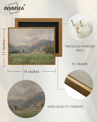 InSimSea Framed Canvas Wall Art Vintage Decor, Retro Landscape Canvas Wall Art, Farmhouse Bedroom Wall Decor, Cottagecore Wall Decorations for Living Room, Bathroom, Dining Room Decor, 11"x14" - Image 4