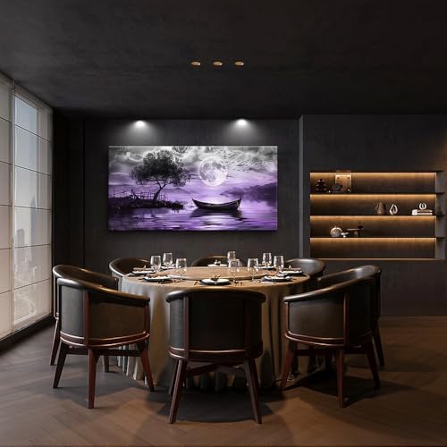hyidecorart Black And White Wall Paintings Canvas Wall Art For Living Room Large Wall Decor For Bedroom Office Decorations Purple Scenery Abstract Pictures Artwork Canvas Prints Home Decor - Image 3