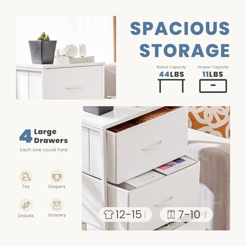 DUMOS Nightstand, Bedside Table with 4 Fabric Drawers - Image 4
