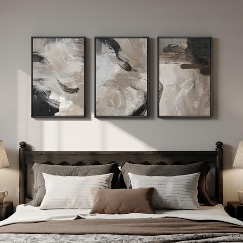 Framed Modern Minimalist Neutral Abstract Wall Art, 3 Piece Set, 16x24 In - Image 2