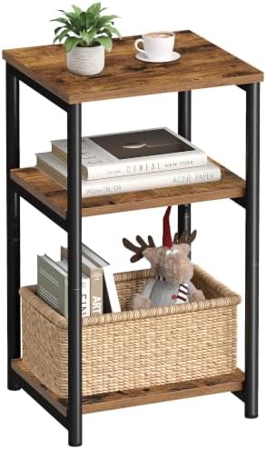 VASAGLE Side Table, Small End Table, Tall Nightstand, Steel Frame by VASAGLEbySONGMICSHOME