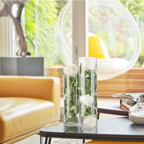 WGVI Quality Thick Weighted Clear Cylinder Glass Vases, 4" W x 8" H, Flower Arrangement Floating Candle Holders Wedding Centerpieces Terrarium Planter Floral Pen Brush Storage Container, 1 Piece - Image 6