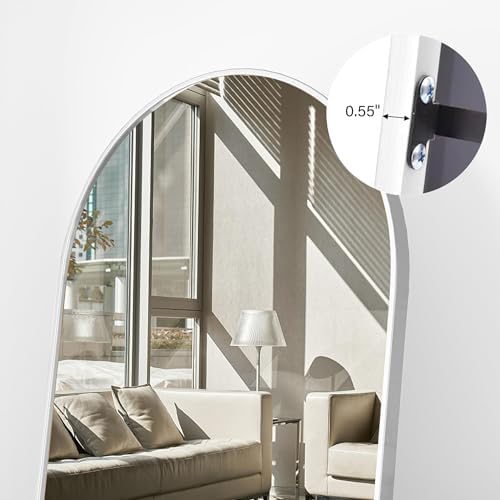 Floor Length Mirror, 76"x34" Arch Full Length Mirror Hanging or Leaning, Body Mirrors with Stand, Arched-Top Wall Mounted Mirrors with Aluminum Frame for Bedroom (White) - Image 5