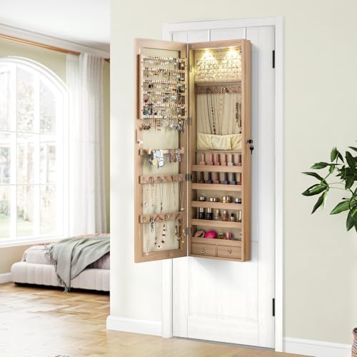 GIANTEX Wall or Door Mounted Jewelry Armoire with Full Length Mirror, 47.5" - Image 2