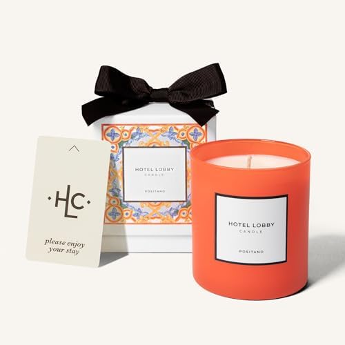 Hotel Lobby Positano Candle – Hand-Poured 9.75oz 100% Soy Wax with Bitter Orange, Cassis Buds, Wisteria, Sandalwood, and Warm Moss – Paraffin-Free, Infused with Essential Oils, 65-Hour Non-Toxic Burn by HotelLobbyCandle
