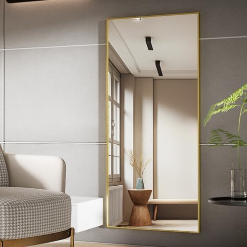 Koonmi 71"x26" Floor Mirror Full Length, Bedroom Floor Body Mirror with Stand, Large Gold Mirror, Leaning, Standing or Hanging Horizontally/Vertically - Image 6