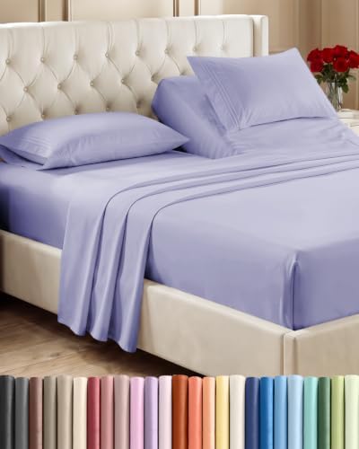 Flex Top Split Head King 4 Piece Sheet Set - Soft & Breathable - Lavender by CGKUnlimited