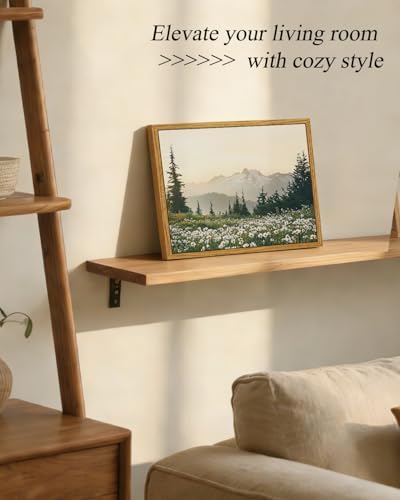 InSimSea Framed Canvas Wall Art, Vintage Floral Wildflowers Mountains Prints Wall Decor for Living Room, Small Forest Landscape Painting Farmhouse Decorations for Bedroom Shelf Gift, 8x10inch - Image 3
