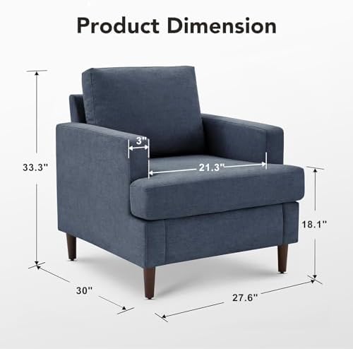 Weture Mid-Century Accent Chair, Blue Grey Armchair Living Room Chairs - Image 2