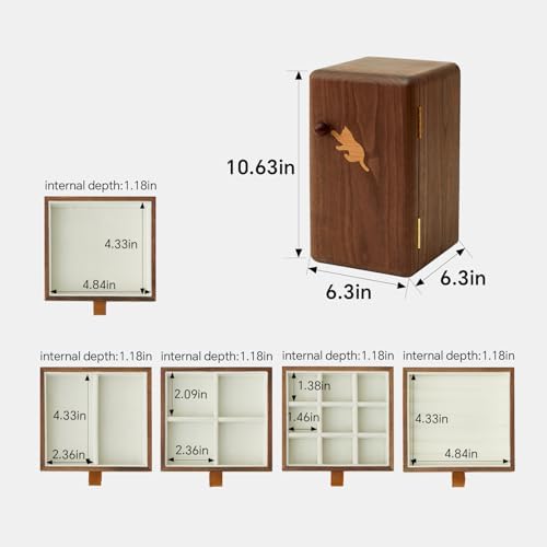 Black Walnut Solid Wood Cabinet Jewelry Box, Large - Image 2
