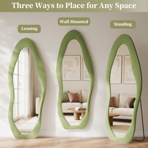 Koonmi Full Length Mirror 71"x30", Irregular Flannel Floor Mirrors - Image 7