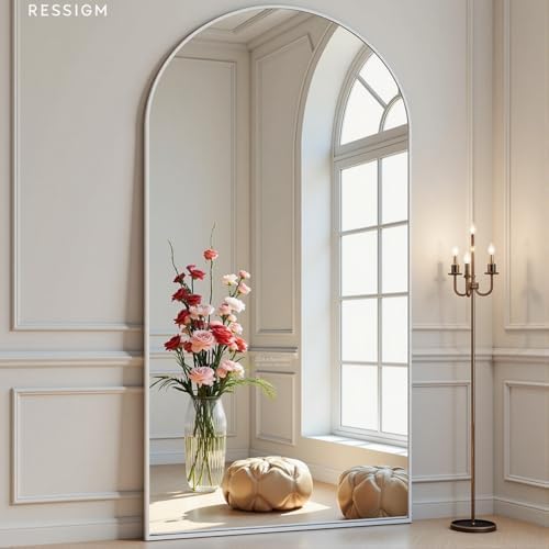 Dewfig Arched Full Length Mirror, 76"x34" Large Floor Mirror, White - Image 2