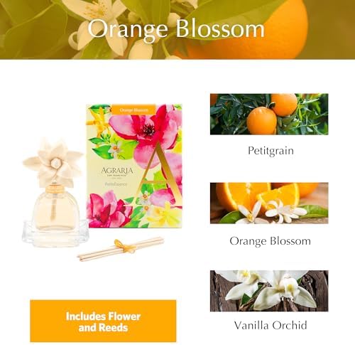 Agraria PetiteEssence 1.7oz Flower and Reed Diffuser Set, Hand Crafted Sola Flower Botanical Air Diffusers for Home, Orange Blossom Decorative Diffuser - Image 3