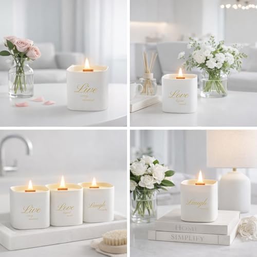 Set of 3 Premium Scented Soy Candles Gift Set | One Life Collection - Orange Blossom, White Tea & White Bloom | Crackling Wood Wick | Luxury Candle Set for Relaxation, Home Décor & Gifts | 9.8oz Each - Image 6