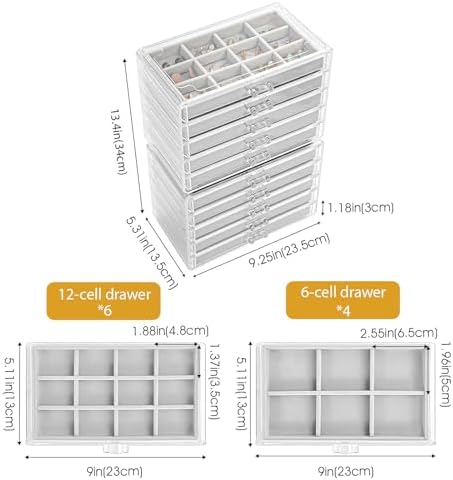 ProCase Earring Holder Organizer Jewelry Box with 10 Drawers, Grey - Image 4