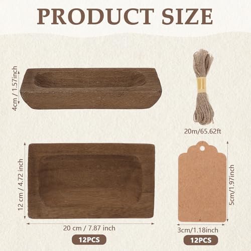 Tioncy 12 Set Wooden Dough Bowls for Decor Bulk, Small,Rectangular - Image 2
