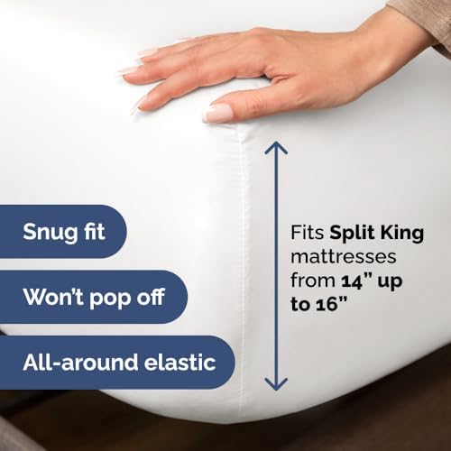Flex Top Split Head King 4 Piece Sheet Set - Ultra-Soft, Breathable - White - Image 4