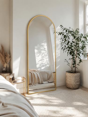 56"x14" Arched Full Length Mirror with Stand,Full Body Floor Mirror - Image 3