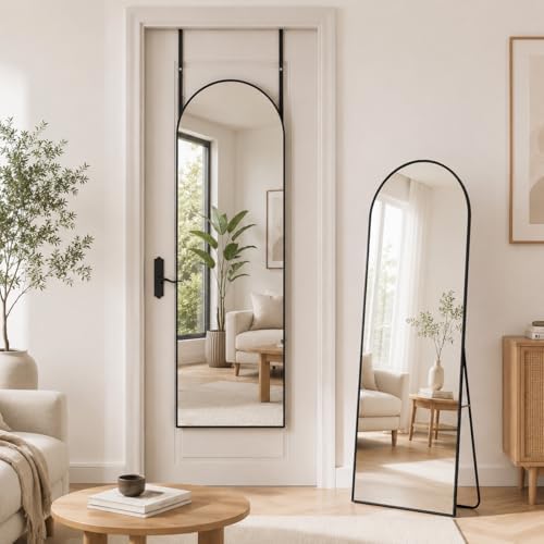 Antok 56" x14” Arched Full Length Mirror, Floor Mirror with Stand,Black by AntokMirror