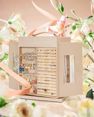 AKOZLIN 6-Tier Jewelry Box Organizer 5 Drawers Storage M-L Champagne - Image 5