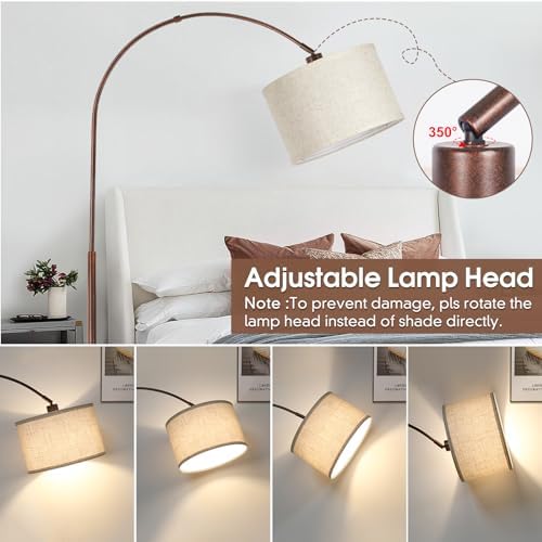 Dimmable Arc Floor Lamps, Antique Bronze Lamp with Adjustable Hanging Shade - Image 4