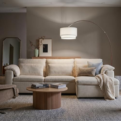 Brightech Mason Arc Floor Lamp - Modern Corner Standing Lamp with Unique Hanging Drum Lamp Shade for Living Room - Bright Overhead, Curved Hanging Light for Bedroom. Library, Den - Bronze - Image 6