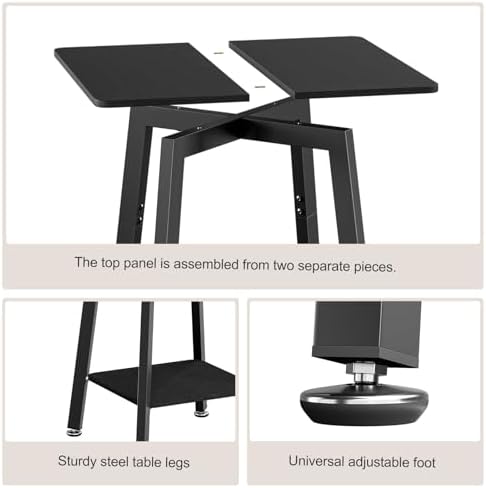 King Oasis 2-Tier Small Side Table for Living Room, End Table with Storage Shelf, Wood & Metal Bedside Table Nightstand for Small Spaces, Sturdy Sofa Side Table for Bedroom, Matte Black 2pcs - Image 3