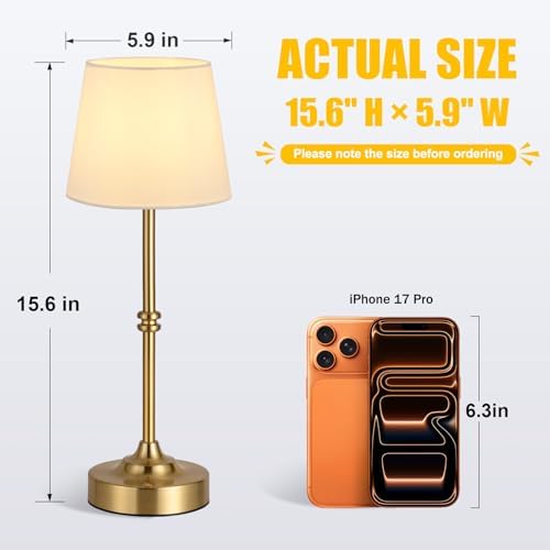 Kakanuo Cordless Table Lamp, Rechargeable Battery Operated, Brass, 1 Pack - Image 2