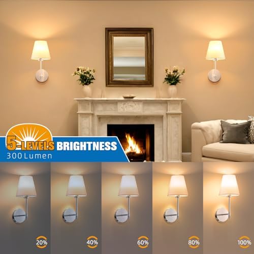 NIORSUN 14.5 inch Battery Operated Wall Sconce Set of 2,Brushed Nickel Rechargeable Wall Lights with 10400mAh Dimmable Bulbs and Remote,9 Colors Wireless Sconces for Bedroom Living Room Decor - Image 5