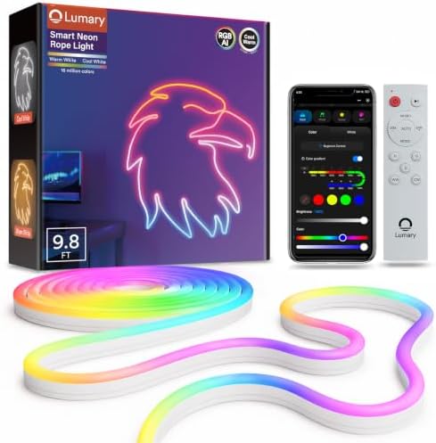Lumary Smart RGBAI Indoor Neon Rope Light 9.8Ft, CCT 2200-6500K, 180 LEDs/m by Lumary