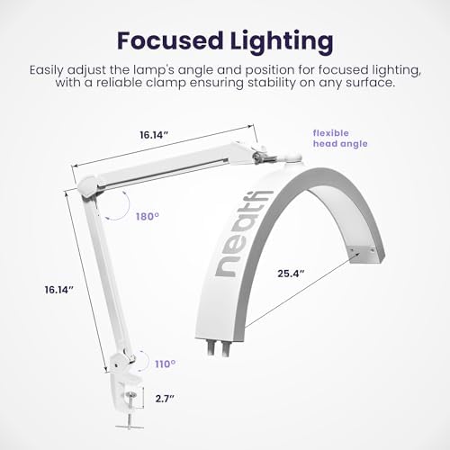 Neatfi Half Moon LED Table Lamp for Estheticians & Nail Techs – 2,500 Lumens | 5 Light Modes | Professional Task Lamp for Facial, Waxing, Threading & Tattoo (White, CCT with Clamp) - Image 6
