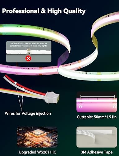 PAUTIX RGB Smart IC COB LED Strip Lights,Work with Alexa/Google Assistant,24ft/7.5m,720LEDs/m Addressable UL-Listed 24V Chasing Color Flexible Tape Light,for Cabinet,TV,Bedroom,Party DIY Decoration - Image 4
