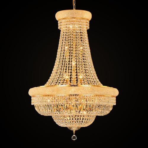 Gold Crystal Chandeliers for Dining Room，28-Lights D30 Inch by Gifarich