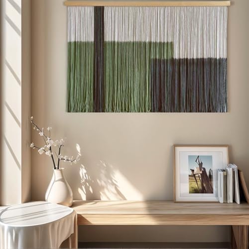 Sdjazl Woven Boho Macrame Wall Hanging Home Decor Tapestry Dip-Dyed Large Modern Fiber Colorful Mountain Landspace For Living room (black) - Image 3
