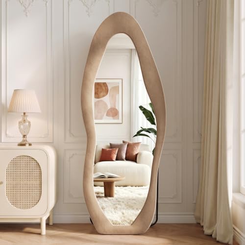 Koonmi Full Length Mirror 71"x30", Irregular Flannel Floor Mirrors - Image 5